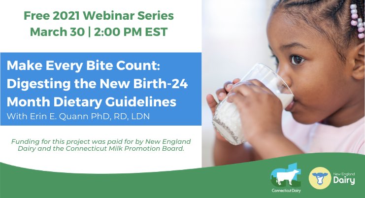 Listen to UConn graduate and adjunct faculty Erin Quann on 3/30 to learn more about the first-ever Dietary Guidelines for infants and toddlers and implications for your practice.  Wrap up #NationalNutrition Month with this free webinar bit.ly/3vVGrxb.
