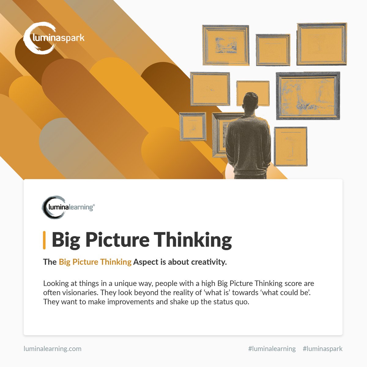 LuminaLearning's tweet image. 💡Friday thoughts💡 How radical, conceptual or imaginative do you consider yourself? And with the global challenges experienced in the last year, how can the Big Picture Thinker in you help make an impact?

#LuminaSpark #RemoteWorkingChallenges #LearningWithoutLimits