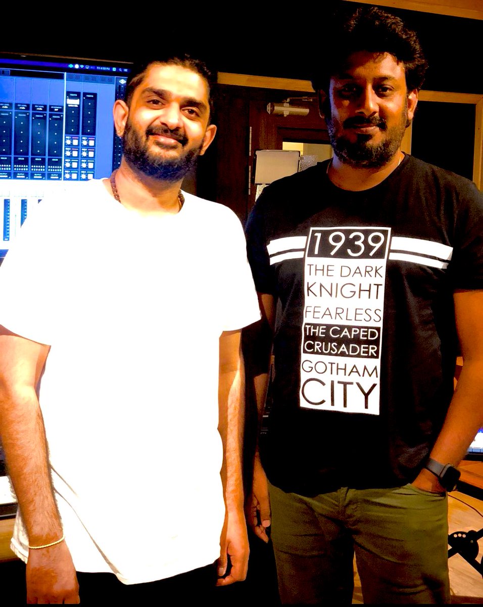 NimmaAHarsha's tweet photo. Just winded up the song recording for #Bhajarangi2 with the very talented @sidsriram with his magical voice &amp; @ArjunJanyaMusic next level music is truly magical. The lyrical video coming soon
#NimmaShivanna #NimmaAHarsha #SidSriram #JayannaFilms #ArjunJanya #AnandaAudio #letzkit https://t.co/Bab5GMlCsF