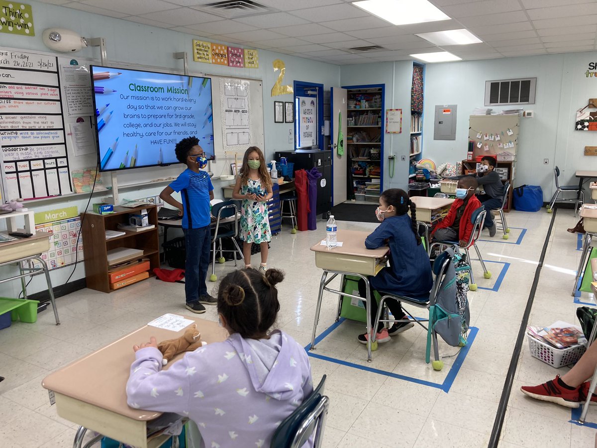 Two 2nd grade leaders synergizing to lead the class in our morning meeting routine. Proud of these two stepping up 💜💜 #leaderinme #livingthehabits <a href="/combs2nd/">Combs2ndGators</a>