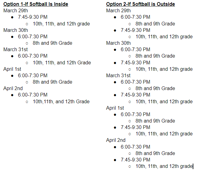 DEHSBaseball's tweet photo. Here are the two tryout schedules next week. Everything depends on the weather. Check daily to see what schedule we are using. All times are for the Duluth East Gym. https://t.co/s5S5XlKk3z