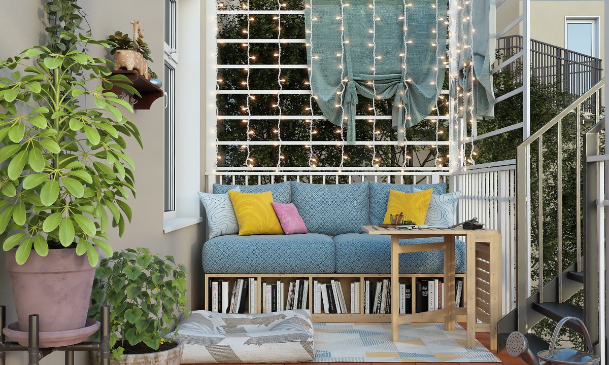 DC_DesignCafe's tweet photo. This balcony is giving us whimsical feels! 
Converting the bookshelf into a seating corner doubles up this #outdoorspace for a #readingcorner as well.

#readingnook #bookshelf #balconydesign #balconygarden #balconydecor #balconygoals #balconymakeover #balconytransformation https://t.co/XP7UXr8vmr