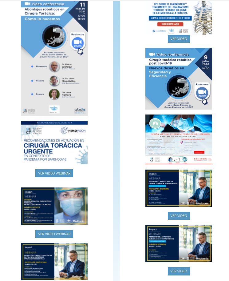 SECTtoracica's tweet photo. Visualización a la carta de los webinars de @SECTtoracica #cirugiatoracica #thoracicsurgery #webinarSECT
➡️ https://t.co/owdTRfPvtO https://t.co/cdVTtjCna8