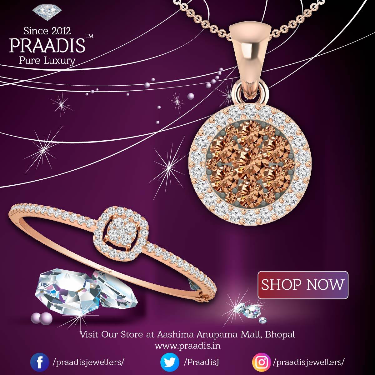 PraadisJ's tweet photo. Get the Latest #Diamond #pendant set For Women Designs. Visit our #PraadisJewellers store at Aashima Anupama Mall to buy your favourite diamond jewellery. Praadis jewellers Bhopal has been a symbol of trust since 2012. 👉 https://t.co/XK4AbZnWuD #DiamondPendant #DiamondRings https://t.co/TqExZOwZV8