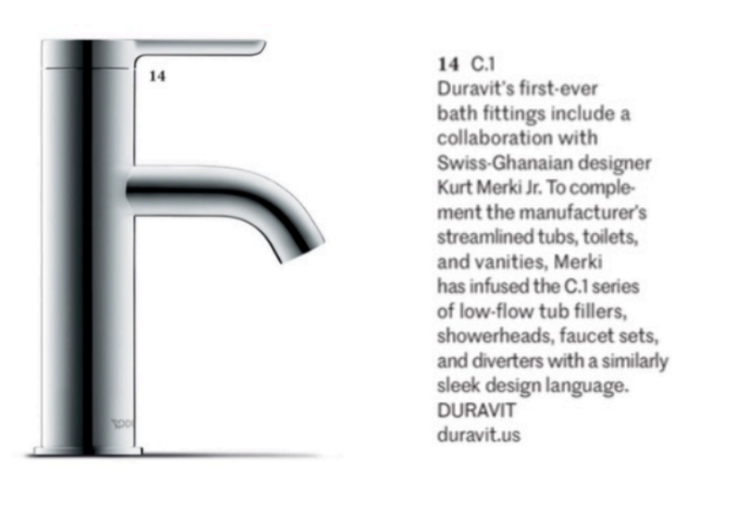 Duravit's tweet photo. A big thank you @MetropolisMag for including our #C1 faucet series by #KurtMerkiJr in its most recent issue. Perfectly proportioned &amp; leading with understated simplicity, the C.1 #faucet series assumes a natural position in any bathroom space. https://t.co/WIknhxU6Ps https://t.co/BeQImhfvWr