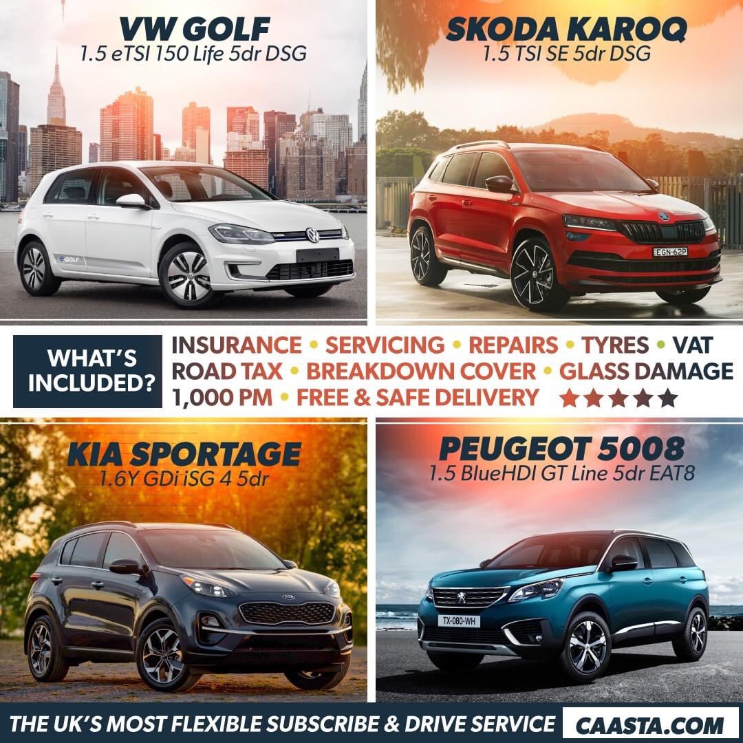 caastalife's tweet photo. We have a wide range of available cars for 1 easy affordable fee, each includes 1,000 miles PM with all other driving costs covered by us - you just fuel &amp; go! https://t.co/CsUPOut43m
#whybuywhenyoucansubscribe #subscribeanddrive #betterway #newcar #mynewcar #cars #ev #mobility https://t.co/VvUi5zVMIp