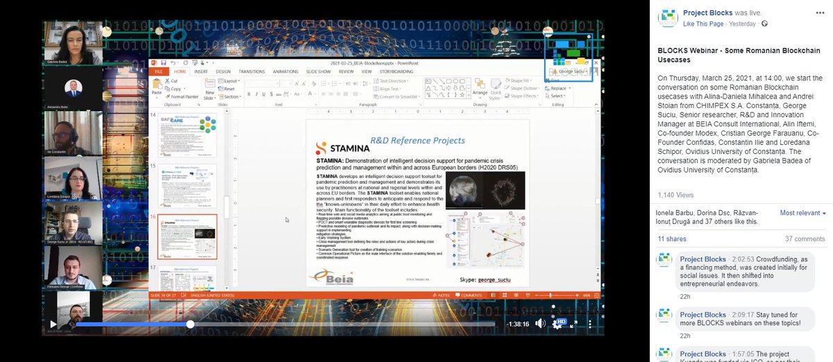 beiaconsult's tweet photo. BEIA had a presentation in BLOCKS webinar on 25th March 2021. It was a great opportunity for us to present our projects. @5gVital @stamina_project @SafecareP @s4allcities @AistorP @SealedGRIDH2020 @DisavitP @ArrowheadEU @ArrowheadTools https://t.co/6Y5cqm0gtX