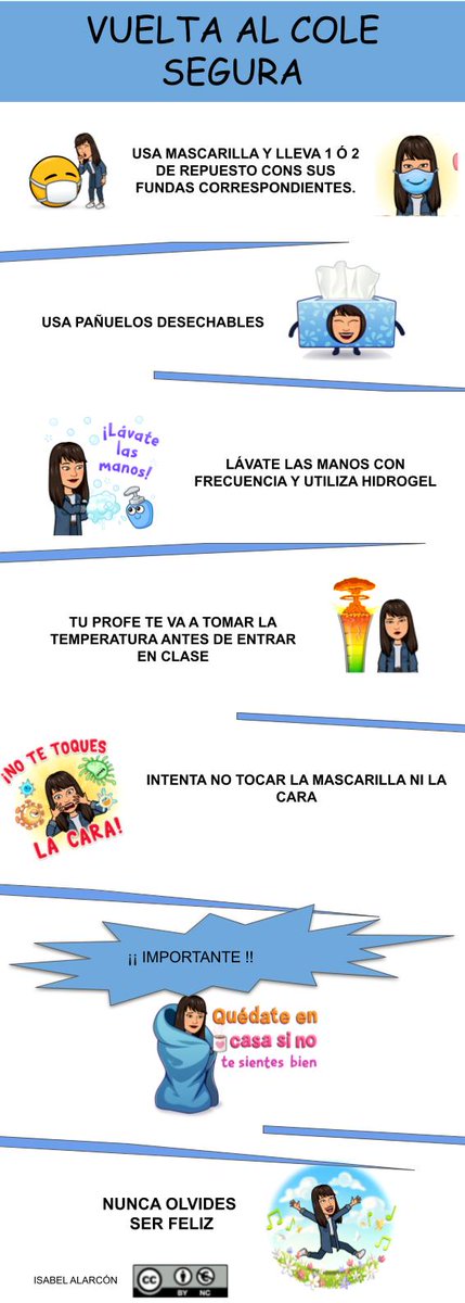 ialarconadan's tweet photo. Os comparto el infográfico que he creado sobre la vuelta al cole segura en el curso de #CDDGoogleB2 @Borjag18 @fundacionbias @santiagoraul https://t.co/ikl5Vf0h3D