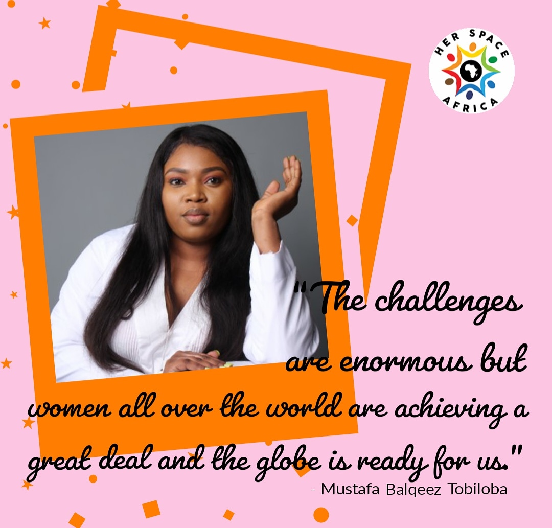 HERSPACEAFRICA's tweet photo. "Being a woman in a male dominated country is a major challenge, being a working-class woman is another aspect of tough", says Mustafa Balqeez Tobiloba as she makes her #ChooseToChallenge pledge.
#HerSpaceAfrica 
#Femalesofspah #homegirltycoon #generationequality #womeneverywhere https://t.co/WN5LAT7yW6