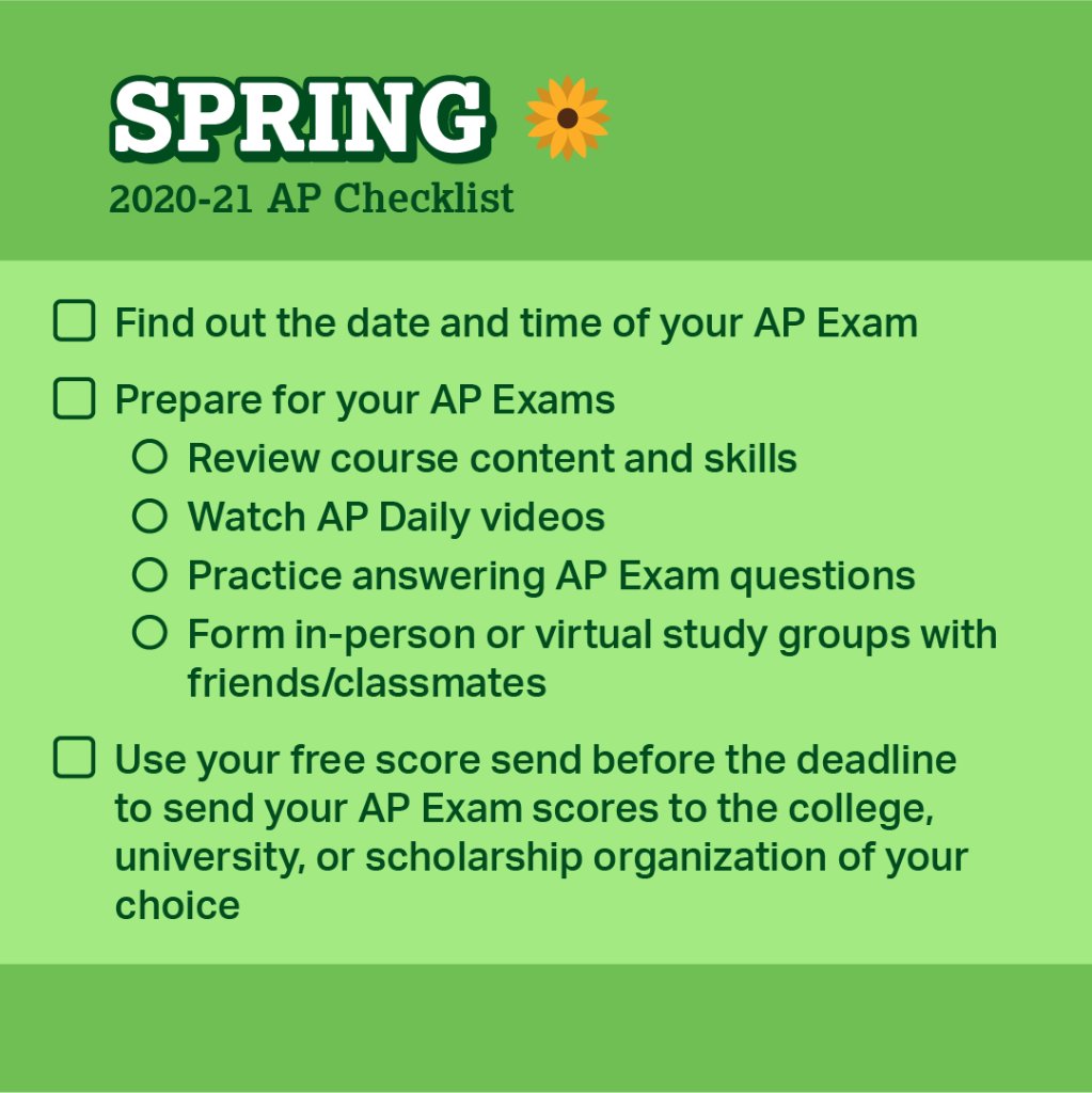 APforStudents's tweet photo. Spring Checklist for AP Students 
🌼 🌱 https://t.co/jpa0Vx7qYp 🌻 🌿 https://t.co/Hu0BAVJX8F