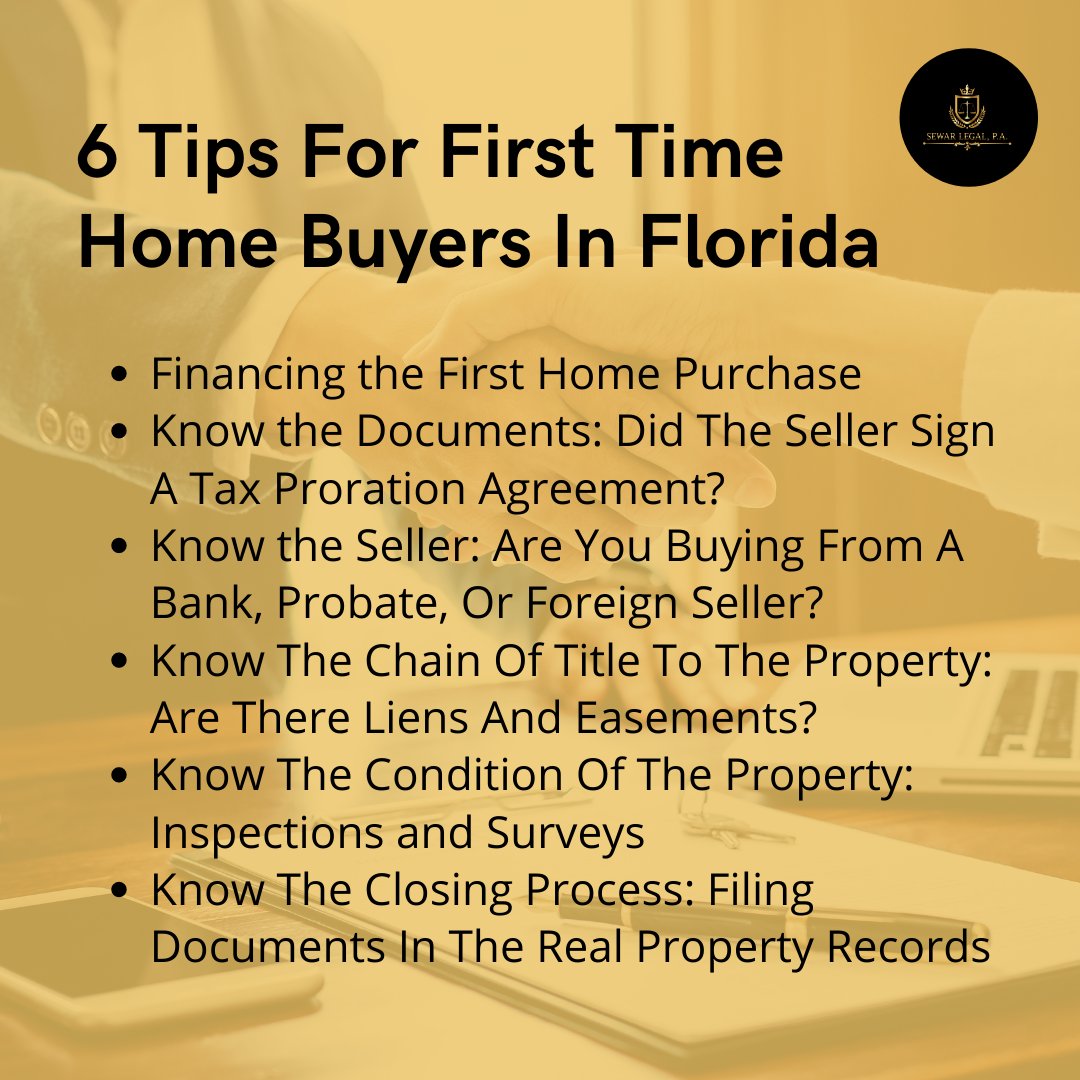 sewar_legal's tweet image. First time home buyers are often anxious because the purchase of their single-family home or condominium will likely be the largest transaction of their lifetime. 
Here are 6 tips for you if you are a first-time buyer. #faqs #probateassets #probate #probatelaw #floridalaw