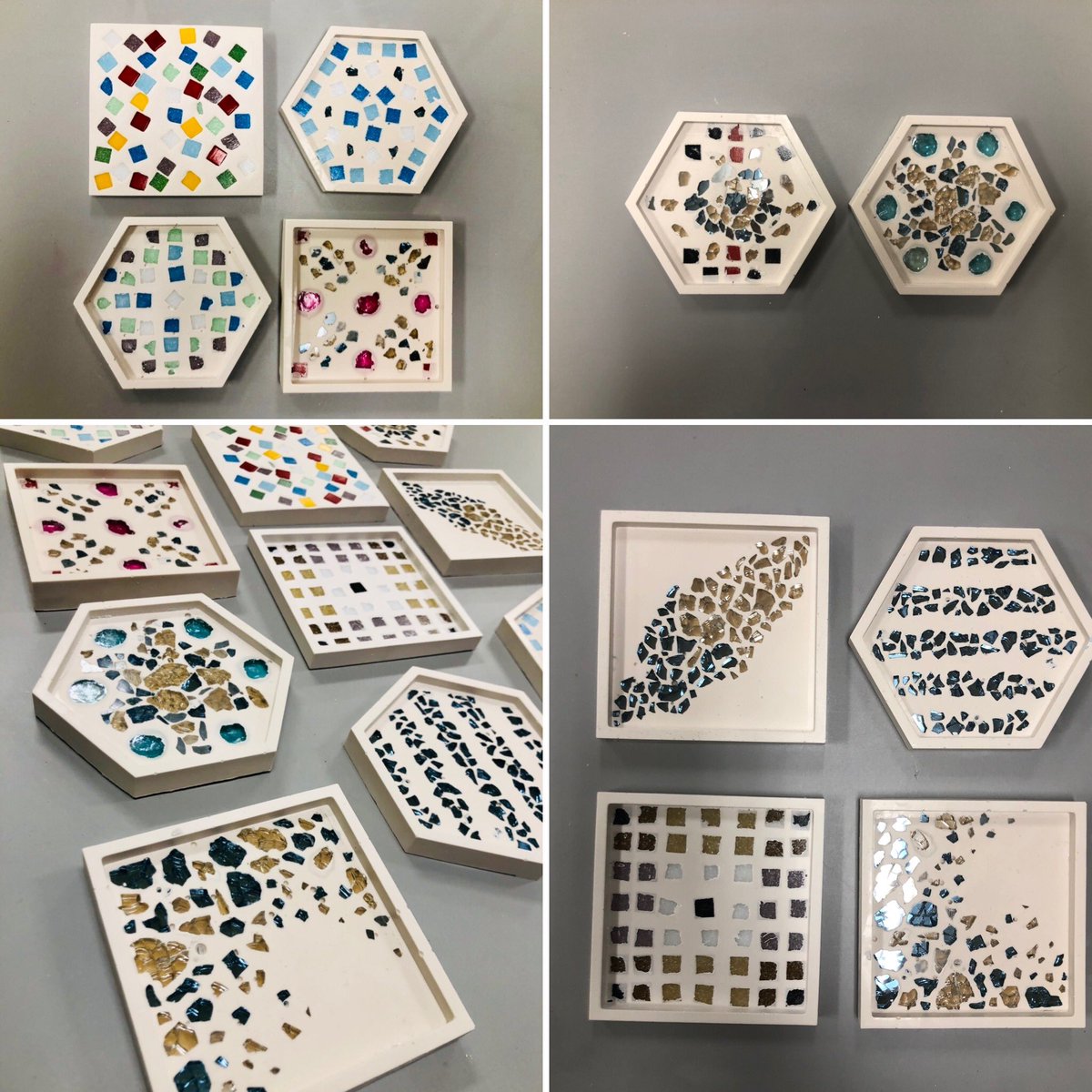 YourArtTeach's tweet photo. So pleased with how these mosaic coasters turned out. #GELAart https://t.co/Xvj0MDffhg