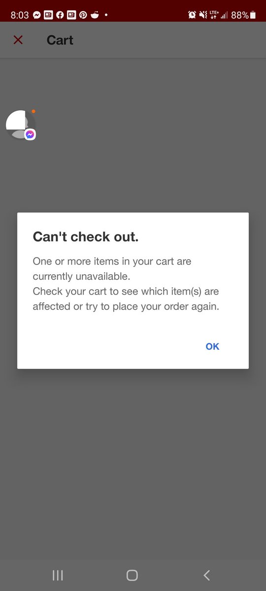PonytaTTV's tweet photo. What the actual fuck @Target .I had them in cart and was checking out at 8am on the dot and have been seeing this message since then even though they showed in stock.
I have 1 Target 60 miles away in a small rural area. https://t.co/QCORYixU0S