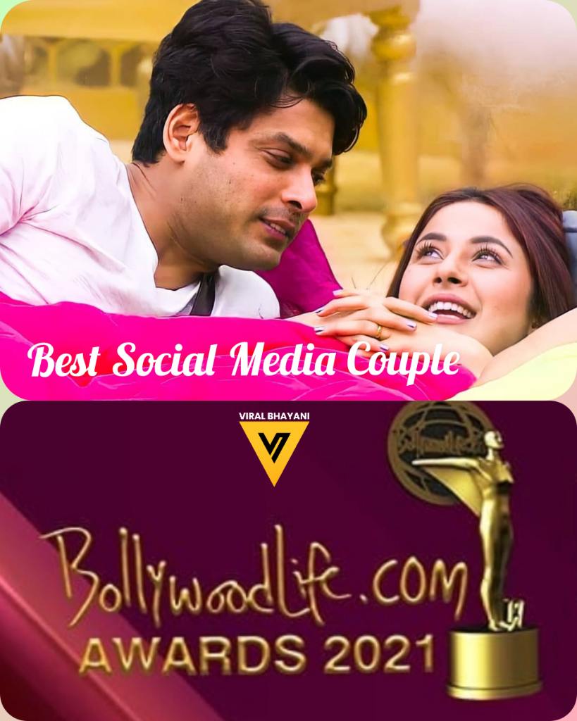 viralbhayani77's tweet photo. Congratulations to all #sidnaaz fans. #sidharthshukla #shehnaazgill are this years deserving Best Social Media Couple #bollywoodlifeawards2021 https://t.co/XhRXZhR2aH