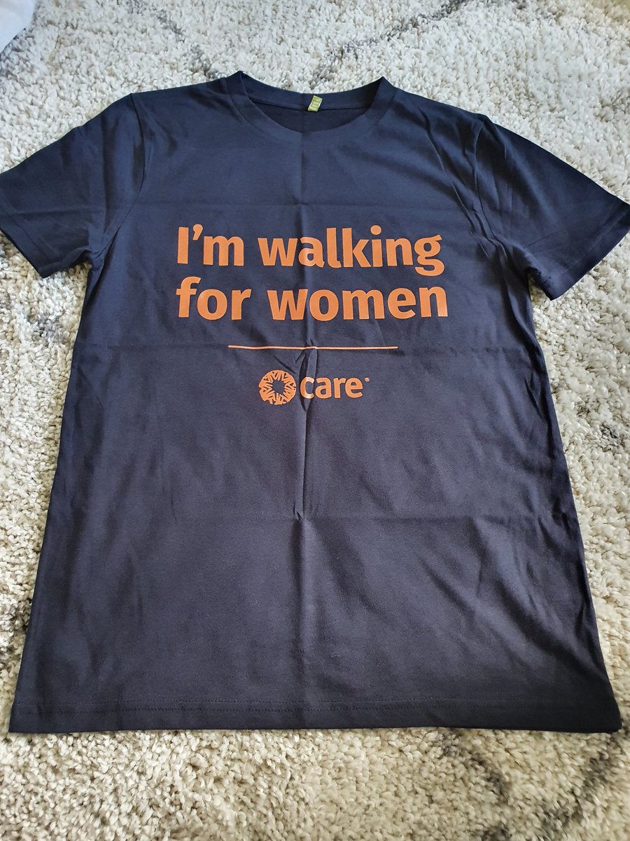 Looking forward to walking 100 miles in April to raise funds for the work @careintuk do with women and girls. Especially pleased to see that my lovely event t-shirt is made from 100% organic cotton from @Rapanuiclothing 🙌