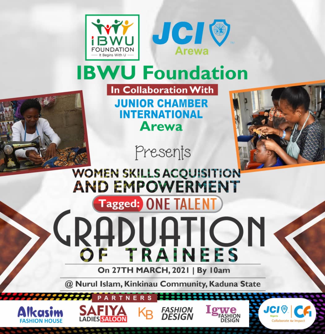 jcinfrontier's tweet photo. IBWU @IBWU_Foundation In Collaboration With JCI Arewa @JCI_arewa Invites You To The Graduation Of The One Talent Skills Acquisition Program's Beneficiaries Tommorow. @jci_nigeria @KDSG_KIF @jcileaders
We Keep Touching Lives Through Our Programs And Projects In JCI.

#JCIRise https://t.co/XAKQ0kLpi7