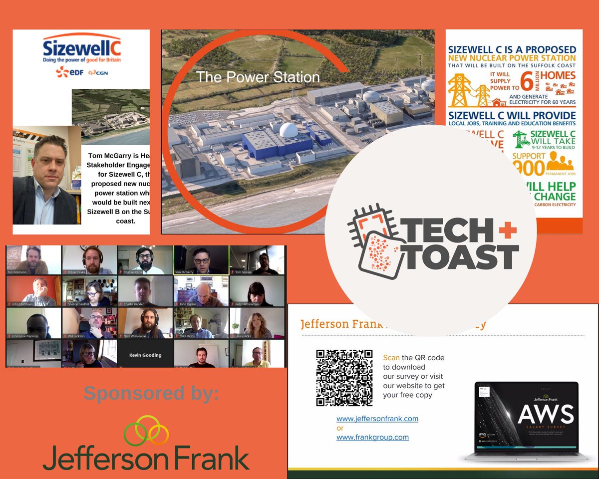 TechEastUK's tweet photo. Thanks to  @_JeffersonFrank for sponsoring our winter series of #techandtoast - a great end hearing from @sizewellc on the upcoming opportunities for #tech #employment #apprenticeships #netzero2050 #climatechange Fab to see our regulars &amp; new faces  - we've gone global! https://t.co/X1gyz8Ziwx