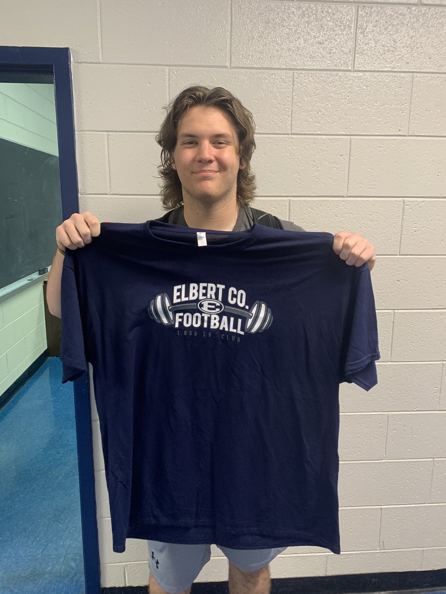 ElbertCo_Power's tweet photo. Newest member of the 1,000 LB Club! 2022 OL/DL Sam Lavender!  @Samlavender10. Hopefully Nate can borrow his shirt some day 🤣🤣 https://t.co/cPfwSfaoLq