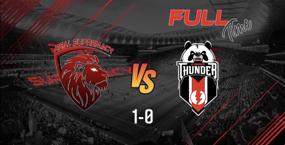 RealSupremacy26's tweet photo. FULL TIME :

🏆| @VPLItaly 
🆚| @Emme_Thunder 
✅| 1-0

⚽️@Blackelite23 
👟@Mr_SuPeR_SnIp3R 
🏅@SalVuz___94 https://t.co/KlfOeaz05E