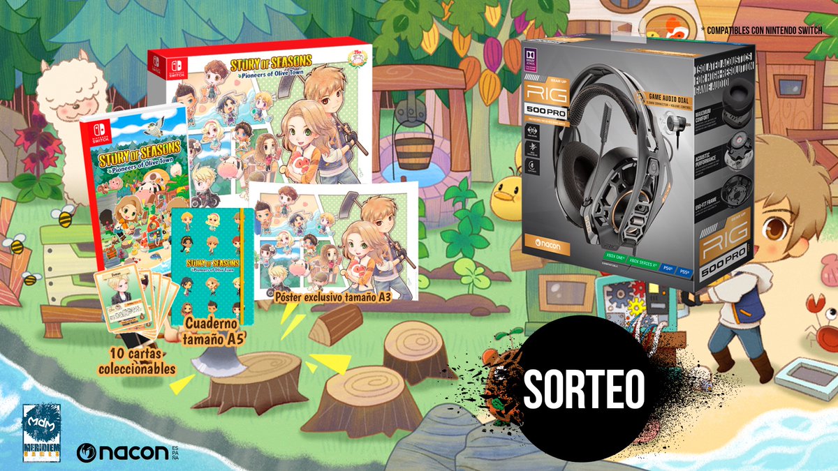 NacongamingES's tweet photo. 🎁 ¡SORTEAMOS una DELUXE EDITION de #StoryOfSeasons Pioneers of Olive Town 🌿 para Nintendo Switch y unos auriculares RIG 500 PRO HC!

🔁 Haz RT
✅ SIGUE a @NacongamingES y @MeridiemGames 
💬 COMENTA con #StoryOfSeasons y responde: ¿qué nombre le pondrías a tu granja? https://t.co/pyYRZtcquu