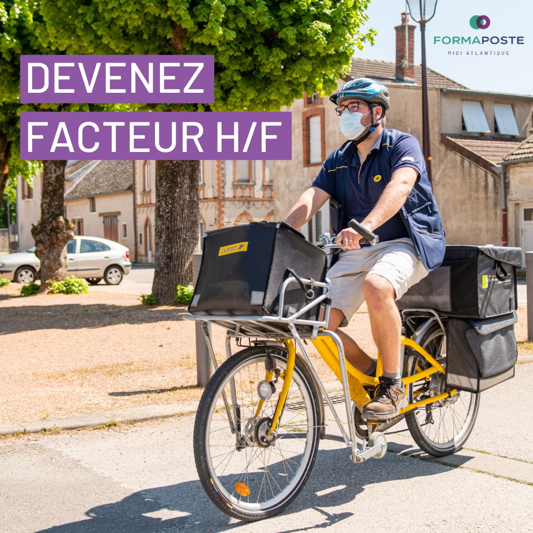 Formaposteouest's tweet photo. 📬 Devenez Facteur H/F 📬
Pour devenir Facteur :
• Niveau 3ème
• Être titulaire du permis B
et bien sûr être très MOTIVÉ !! 👍🏼
Voir toutes nos offres ➡️ https://t.co/09zO6f7vdZ
#formaposte #formations #alternance #facteur #courrier #colis #clvul #laposte #ecole #etudes https://t.co/lp2MI4LBMY