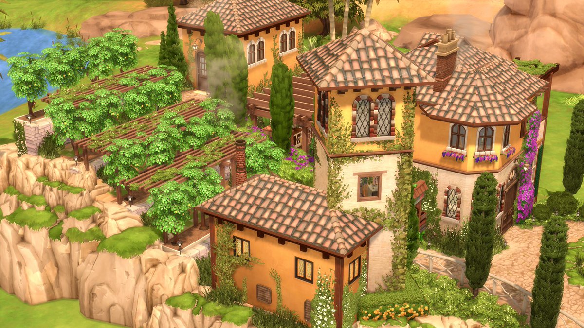 Starrfold's tweet photo. Made a happy little lemon farm out of @FRUUTISH’s #LemonAndLimeShell 🤗🍋Really had so much fun with this fruity puzzle!! @SimGuruNinja #TheSims4 #ShowUsYourBuilds https://t.co/UYuMsYjUJV