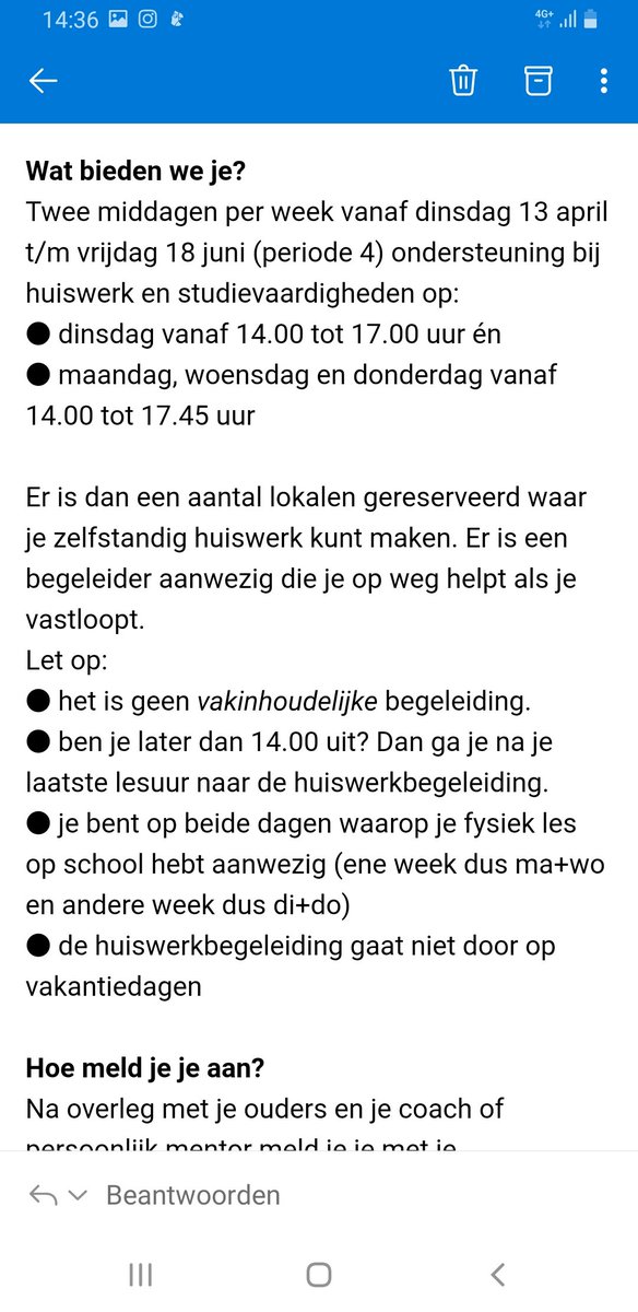 Gratis ondersteuning opschool via lyceo en geen vakinhoud. Ben benieuwd of mijn dochter daar gebruik van gaat maken 🤔