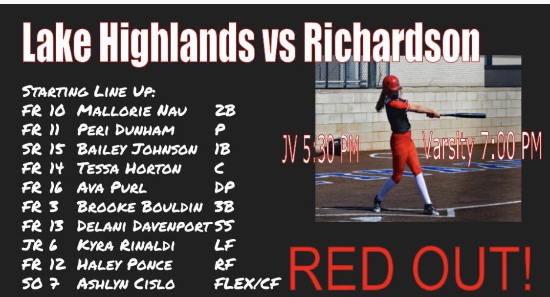 CoachKBaker1's tweet photo. Let’s GO! Starting Line Up! #freshmanrule #winninglineup @LakeHighlandsHS @LHWildcatClub @StefTXRealtor https://t.co/1jTo6BnOgq