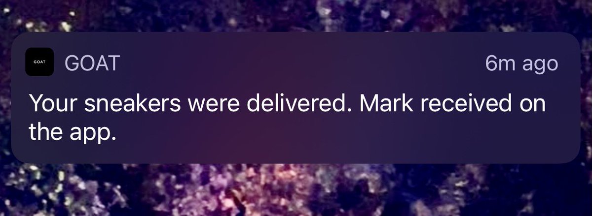 MeetingExpert13's tweet photo. What SMS notification brings you that #FeelGoodFriday feeling every time it pops up on your lock screen? Mine is @goatapp 👟#sneakerhead #goat #powerofsms #alertsandnotifications https://t.co/IAWzf4OZRR