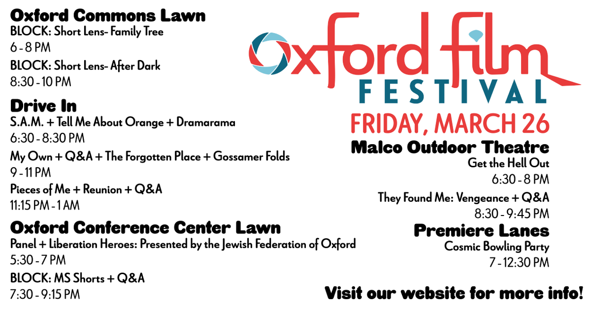 oxfordfilmfest's tweet photo. It’s a jam-packed DAY THREE of this year’s #oxff! Check out what we have in store!
Today’s calendar: https://t.co/yx0NNB3YWK https://t.co/nyP1jmNNuf