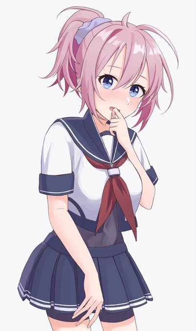 ふ、古鷹～!このスカートちょっと短くない?
#艦これ  #青葉 