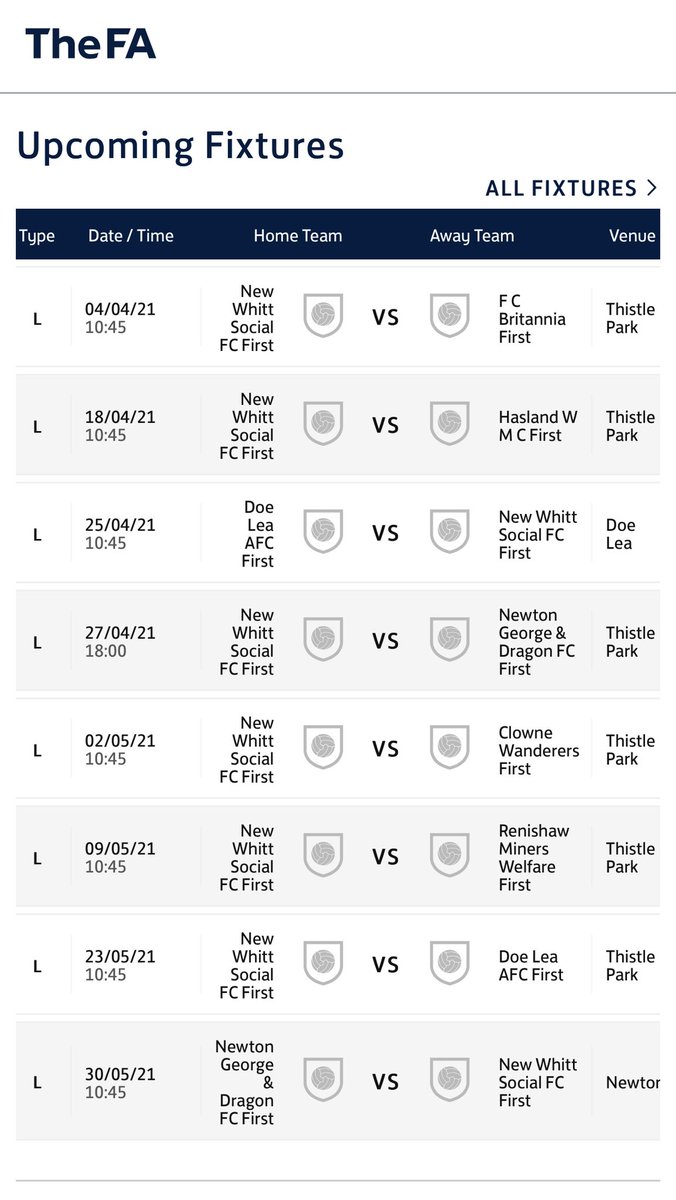 Upcoming fixtures!! 
Let’s get back at it ⚽️⚽️🍻🍻