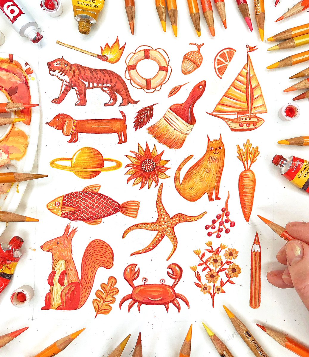 jenniemaizels's tweet photo. Today I have been mostly painting... Orange!! Just realised I have also just eaten an Orange and had a Red Leicester cheese sandwich, haha! Subliminally influenced I think! Happy Friday everyone! 🧡 #orange #bitobsessed https://t.co/x42dvG2g41