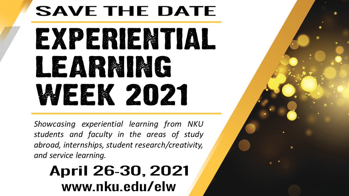 Join us for Experiential Learning Week 2021! Events open to the public!
buff.ly/3m5ciXL <a href="/nkuedu/">Northern Kentucky University</a>