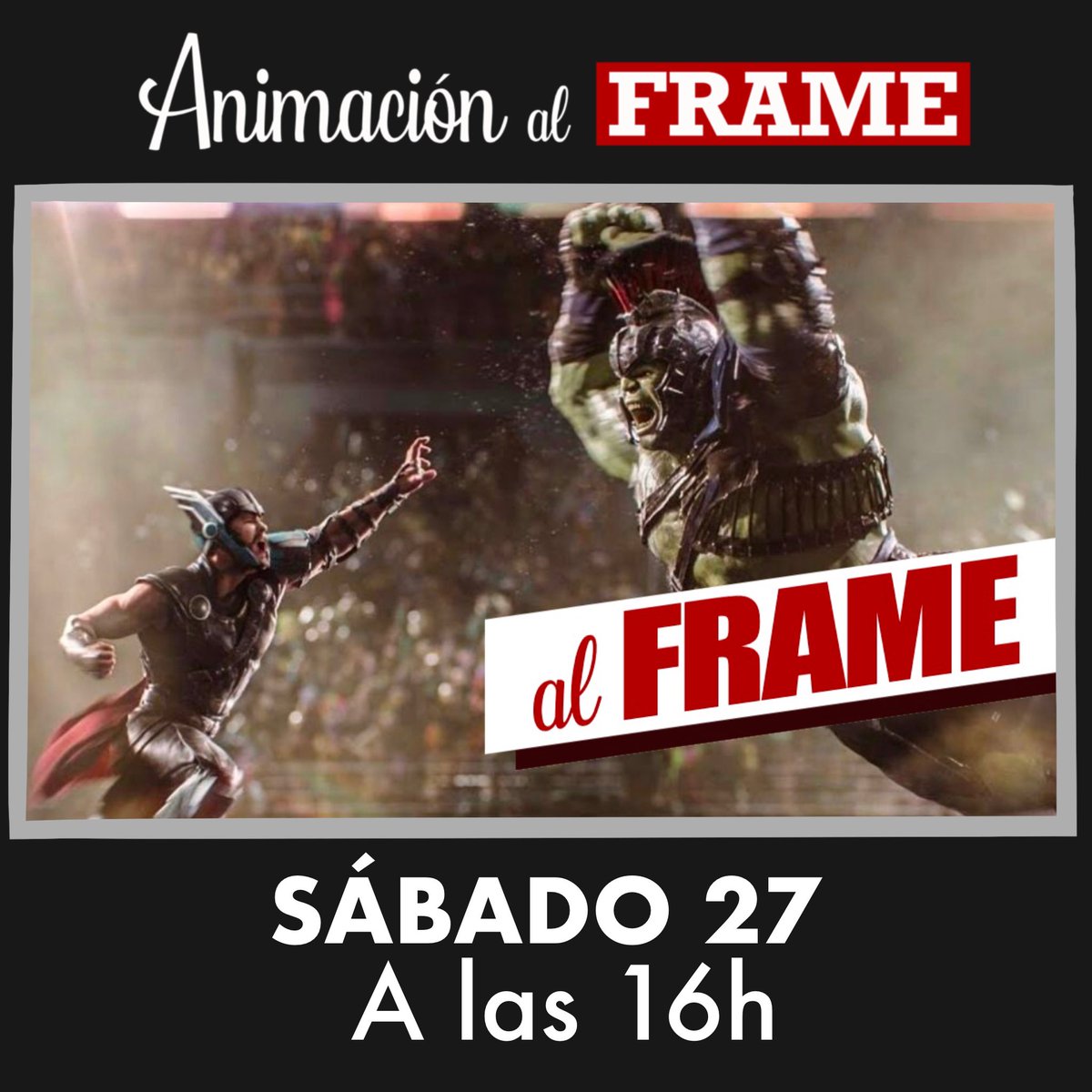 Mañana estaremos en directo hablando sobre body mechanics y analizando la pelea entre Hulk y Thor. 

Para los que no podáis estar, ya sabéis que podéis encontrar todos los directos en nuestro Patreon patreon.com/animacionalfra…