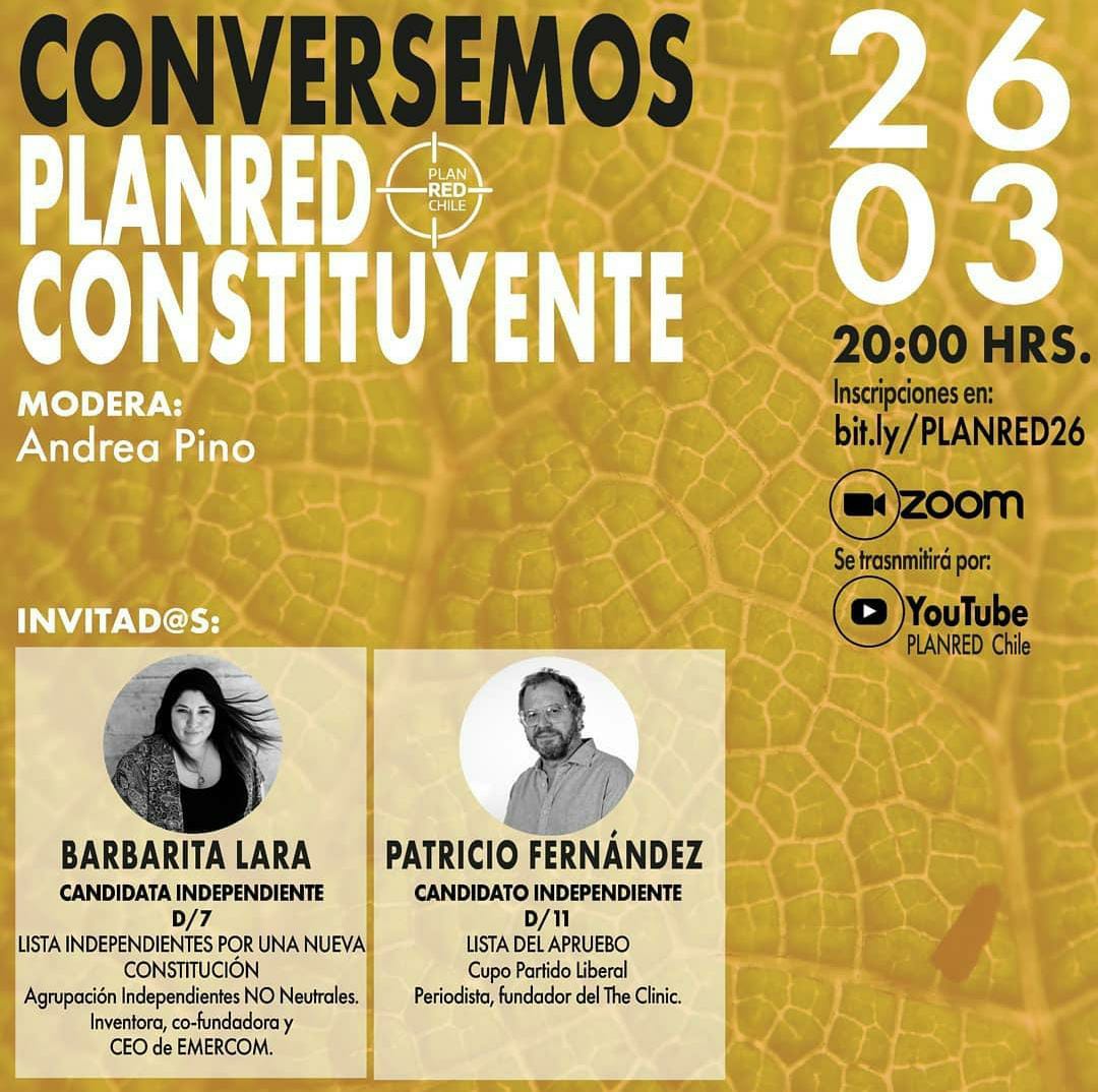 HOY!!!! A las 20:00hrs. en
🅟🅛🅐🅝🅡🅔🅓 🅒🅞🅝🅢🅣🅘🅣🅤🅨🅔🅝🅣🅔.
Estaremos conversando con Barbarita Lara y Patricio Fernández, sobre vivienda, ciudad y territorio. 
✦LINK DE INSCRIPCIÓN ✦
bit.ly/PLANRED26