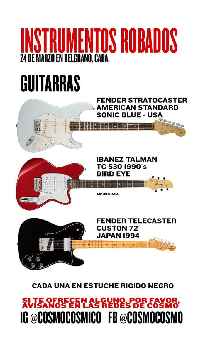 PDeCaroo's tweet photo. Atención, instrumentos robados https://t.co/f0gkzXrIox