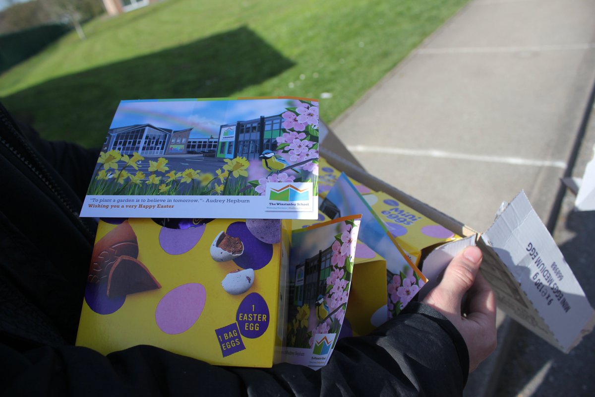 WinstanleySch's tweet photo. Students have been out with Mr Scrimshire over the past few days delivering chocolate eggs and cards and giving our best wishes to our neighbours. We have had some lovely messages from local people thanking us and saying how nice it was the meet some of our students. https://t.co/Qa3Yv7BqcY