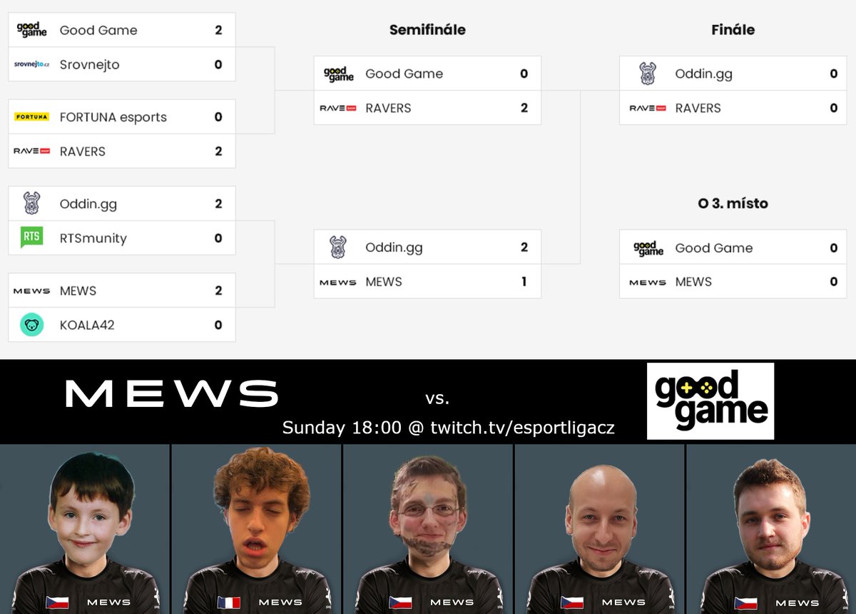 MewsRnD's tweet photo. Last season it was the unpopular 4th place and we don't want that happening again... 
Tune in this Sunday for the bronze medal battle and root for these gentlemen! 🍿🎮#CSGO 
📺👉https://t.co/jPoqj1csfn https://t.co/SD8LPQa9TW