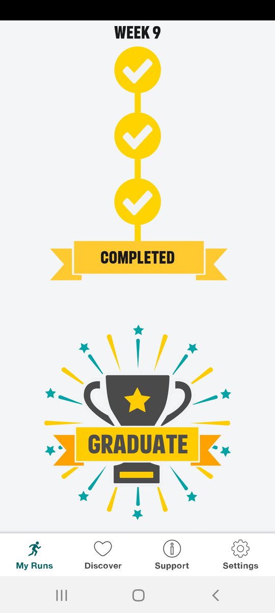 Today I've completed the <a href="/BBC/">BBC</a> Couch to 5k. If like me the most you've run is to catch the last train home, I can't recommend this app enough.
I was 3 stone overweight at the start so cut back on the snacks and alcohol.
I'm not there yet but I can run 5k in a little over 30 mins.