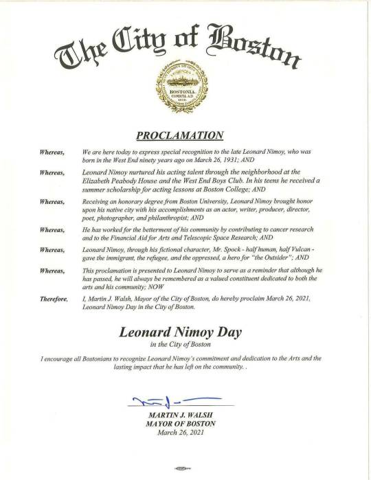 Its officially leonard nimoy day in boston! happy birthday to a personal hero & a genuine icon  