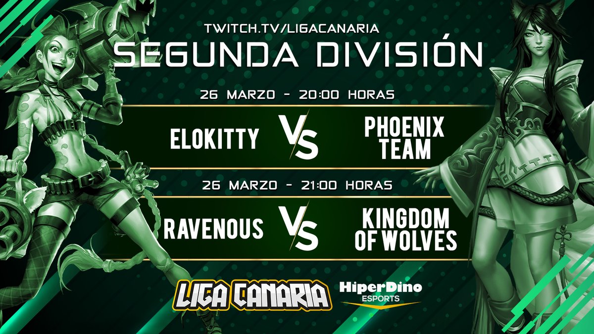 LigaCanaria's tweet photo. Hoy en #LigaCanariaHD: jornada de LOL 2ª división con @Rudegar y @Janier999 👏
20h - #ELOKITTY VS #PHOENIXTEAM
21h - @ravenous_esport VS @kingdom_wolves
En https://t.co/JTvrVRkbbt https://t.co/8LkltfpUTw