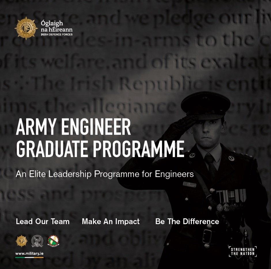 DF_Engineers's tweet photo. In previous years the @defenceforces recruited using posters. Now we have podcasts and videos to highlight the @DF_Engineers Graduate Programme, with a new podcast recorded today with staff from @DFPRB. Keep an eye on our social media for links to the podcast in the coming weeks https://t.co/KhZMBxm4eK