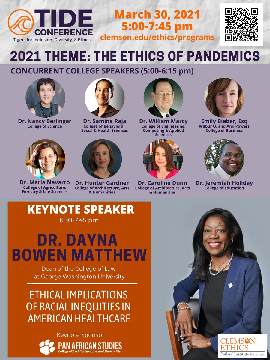 ClemsonAthLead's tweet photo. Mark your calendars for the 1st Annual Clemson TIDE Conference on Tuesday, March 30th from 5-7:45 pm 💜🧡🐅 https://t.co/ySzY6OfoTS