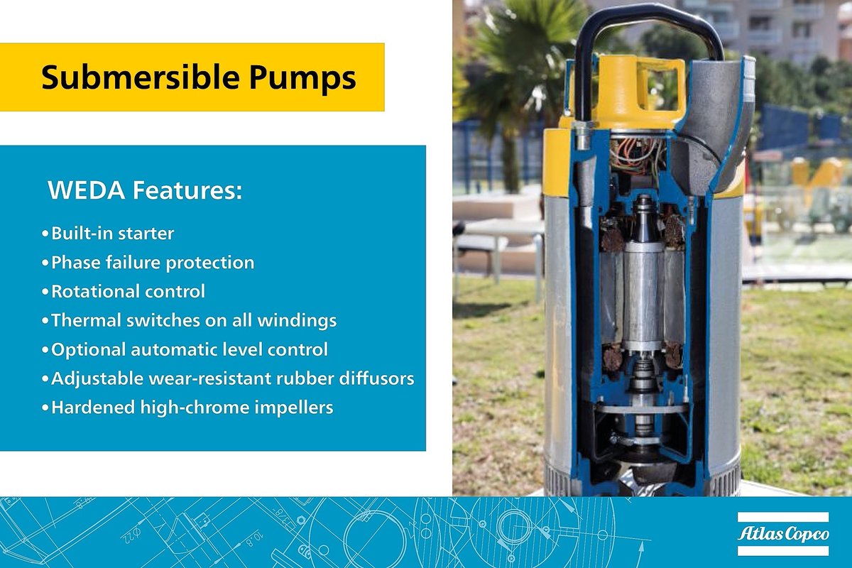 AtlasCopcoUKIRE's tweet photo. Our WEDA range of electric submersible pumps and accessories are designed to suit an extensive range of dewatering applications, across multiple industries! 
Find out more 👉 https://t.co/cv038iOU1J
#AtlasCopco #DewateringPumps #PowerAndFlow https://t.co/iUmLfqUy1f