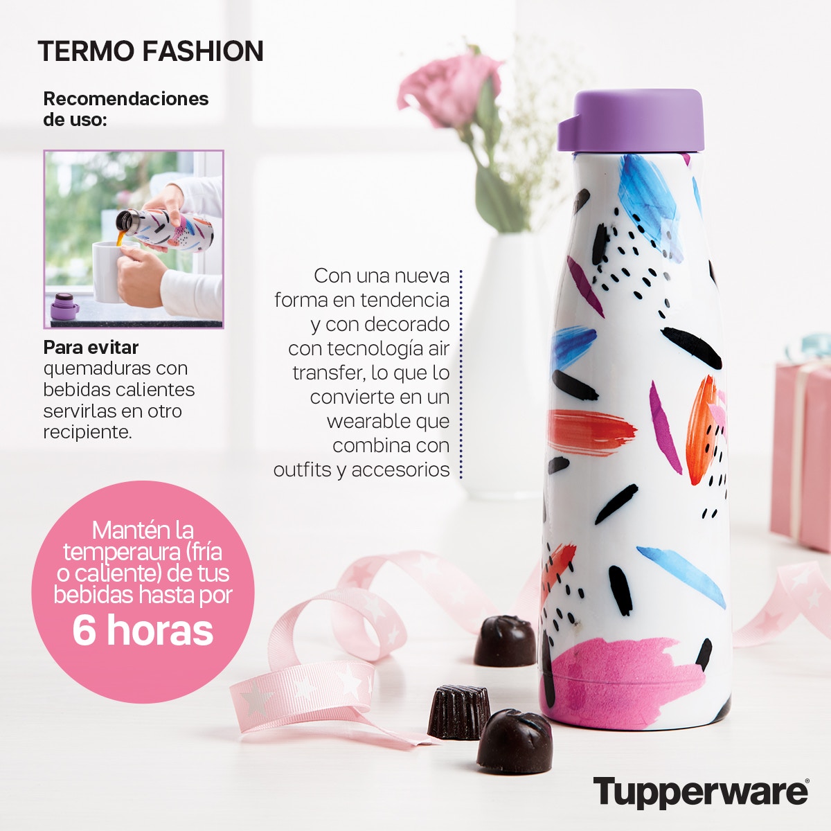 tupperwarearco1's tweet photo. Producto nuevo de lanzamiento, Termo Fashion Tupperware de 410 ml. Mantén hasta por 6 horas la temperatura de tus bebidas.☕️❄️🍵 https://t.co/diGA5w7v4u