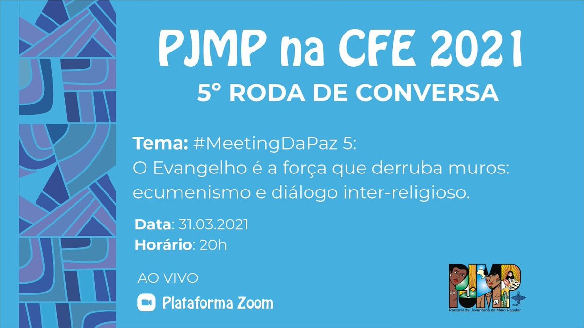 pjmpnacional's tweet photo. Eis a nossa próxima e última Roda de Conversa acontecerá no dia 31.03.2021 ás 20h.

#PJMP
#PJMPNacional
#PJMPBrasil
#CFE2021
#PJMPNaCFE2021 
#RodasDeConversa https://t.co/fP3x9RswAV