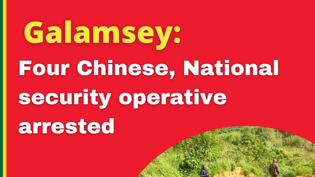 ghana_think's tweet photo. The suspects arrested are currently on police inquiry bail and assisting in investigations !
SRC: https://t.co/s89VeGxH7M
#galamsey #Stopgalamsey #ghana #GhanaNews #MiningSector #gold #chinese #NationalSecurity https://t.co/kPUWeNqgEJ