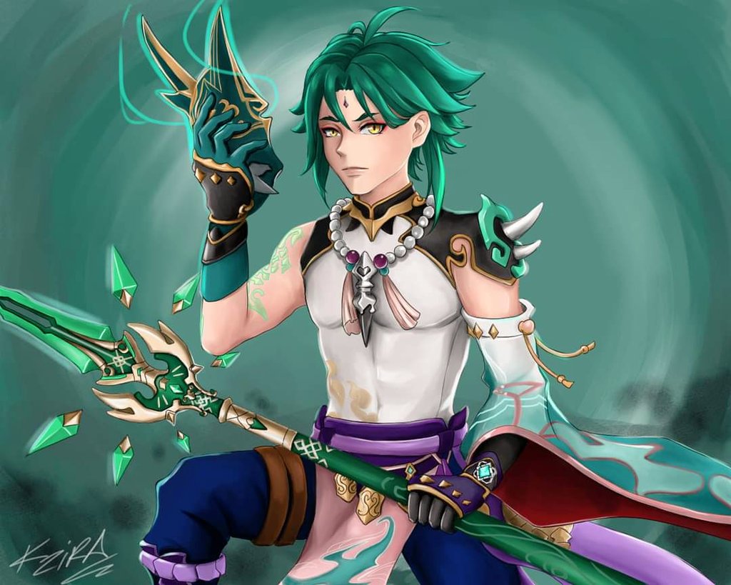 Kzira03's tweet photo. Xiao, the vigilant yaksha. 
Art video here: https://t.co/ocok8r13g5

Finally finished this art.

#GenshinImpact #genshinimpactfanart
#XIAO #miHoYo https://t.co/hdzjFEhy8n