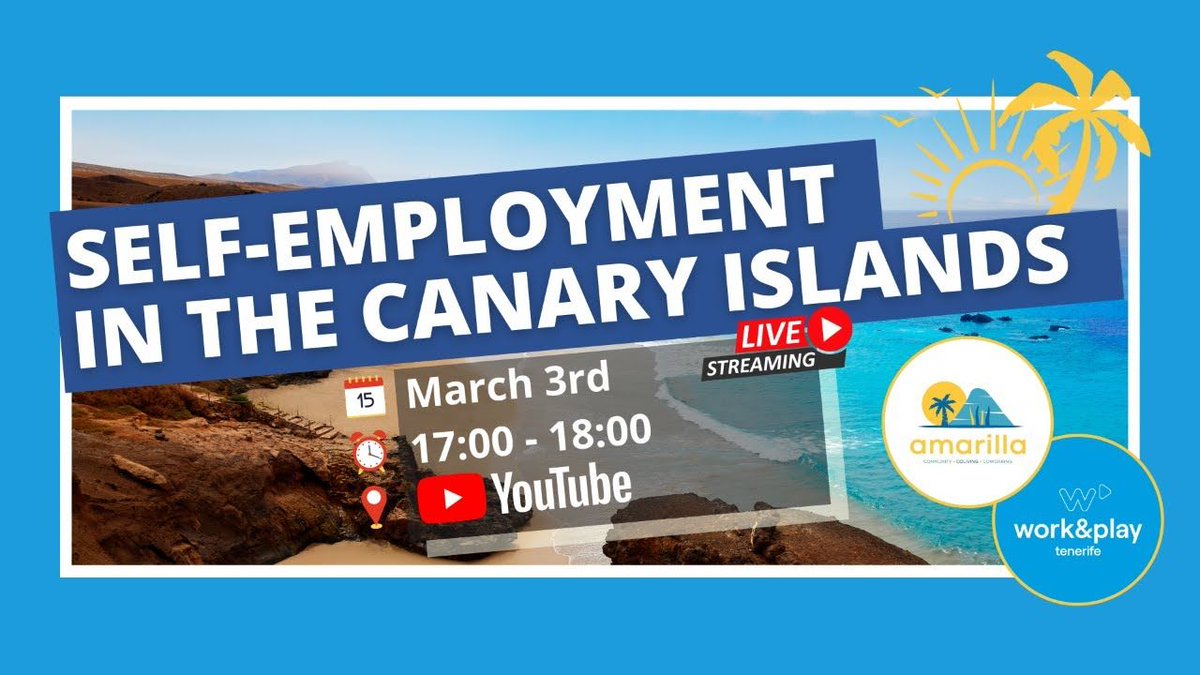 repeopleco's tweet photo. Dreaming of moving to the Canary Islands? 🏝️ Watch the "Self Employment in the Canary Islands" workshop from our friends at @tfeworkplay and learn how to make your dream a reality! ✨ https://t.co/jxtrHRvoPV
#RePeopleCo #remotework #teletrabajo #canaryislands #Tenerife https://t.co/DvZiI1Mnkc
